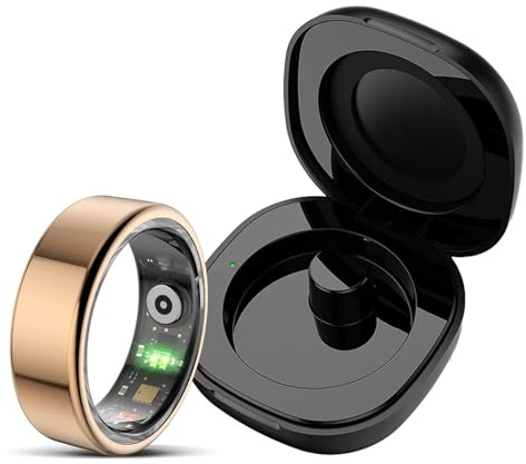 Smart Ring Android Smartringe für Herren Damen Fitness Tracker Ring Schlaftracker Smartring Fitnessring Schrittzähler Fitnesstracker IOS Herzfrequenz Pulsmesser Sport Gesundheitsring Schwarz Rosegold