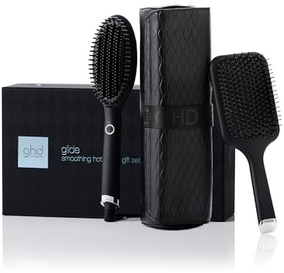 ghd Glide Gift Set - Smoothing Hot Brush with Paddle Hair Brush and Heat Resistant Styler Bag, Frizz-Free Results That Retain Hair Body, Perfect for Styling Larger Sections, UK Plug
