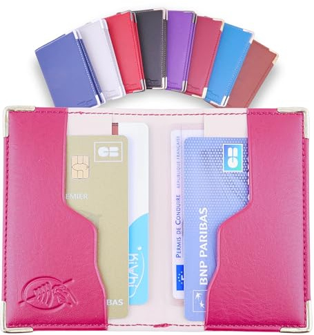 Ugozen Porta Carte Di Credito RFID Blocco Piccolo | Portacarta Custodia Anticlonazione per Uomo E Donna – Portafoglio compatto 4 Piazzole Sicura E Card Proteggi (Bordeaux)