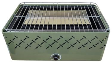 Barbecue Rettangolare Senza Fumo Empotec Sistema Ventilazione Regolabile Griglia 45x27cm Cromata Protezione Antigoccia Comodo Pratico Trasportabile Ventola 4 Pile AA Carbonella Uso Esterno ARANCIO