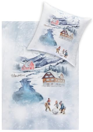 ESTELLA Kuschelflanell Bettwäsche Mountain Lake Silber