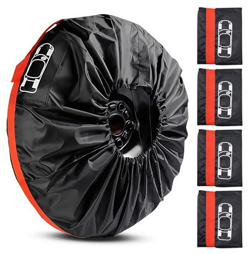 PRITOK Set di 4 borse per pneumatici da 19 a 23 pollici, sacchetti per pneumatici, impermeabile e antipolvere, copertura per pneumatici, per stoccaggio, trasporto, protezione solare e pulizia rosso