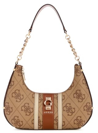 GUESS borsa a tracolla Erenia Top Zip Shoulder Bag Latte Logo marrone chiaro