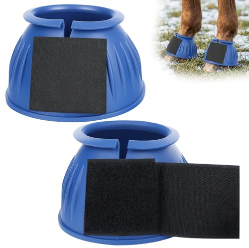 Bell Boots for Horses, Protect Against Hoof Impact Trauma, Rubber Bell Boots for Horses, Made of Rubber,1 Pair Blue