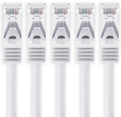 1aTTack.de 2m - weiss - 5 Stück CAT.7 Netzwerkkabel Sftp (Rohkabel) Patchkabel (SET) 10000Mbit/s - 500 MHz konfektioniert mit 2 RJ45 Stecker Cat6a