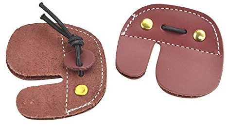SHARROW 2 Stück Bogenschießen Finger Tab Leder Fingerschutz Fingertab Handschutz Bogen Finger Schutz für Bogensport Jagd Zubehör