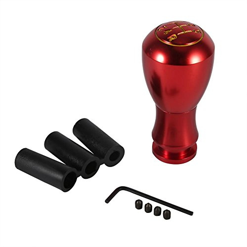 Keenso Universal Automático/Manual de 5 velocidades Palanca de cambios de aluminio Car Gear Shifter Palanca Stick Head(Rojo)