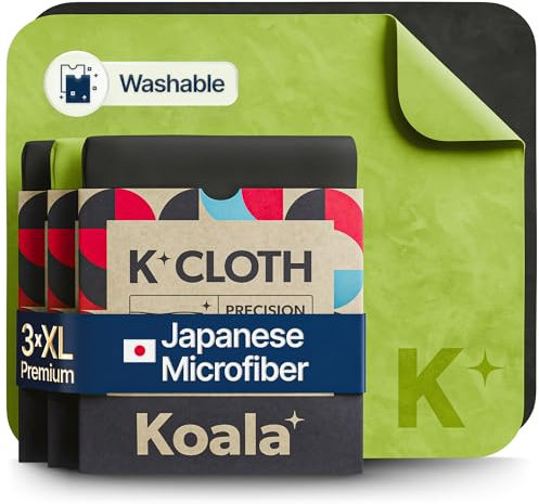 Koala Lens Cleaning Cloth | Japanese Microfiber | Black & Green (Pack of 3)