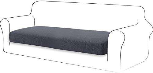 TIANSHU Sofa Sitzkissenbezug Stretch, Sitzkissenbezüge rutschfest, Jacquard-Stretch-Sofasitzbezug, Sofa überzug Elastischer, Schonbezug für Sofa Sitzkissen mit Gummiband (3 Sitzer,Grau)
