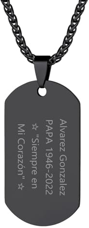 Richsteel Herren-Halskette, personalisierbar, Kohlefaser, Hundemarke, Militär, Hundemarke mit Kette, 55 + 5 cm, Silber/Gold 18 K/Schwarz (Geschenkbox), One, One Size, Edelstahl, Kupfer, Kein Stein