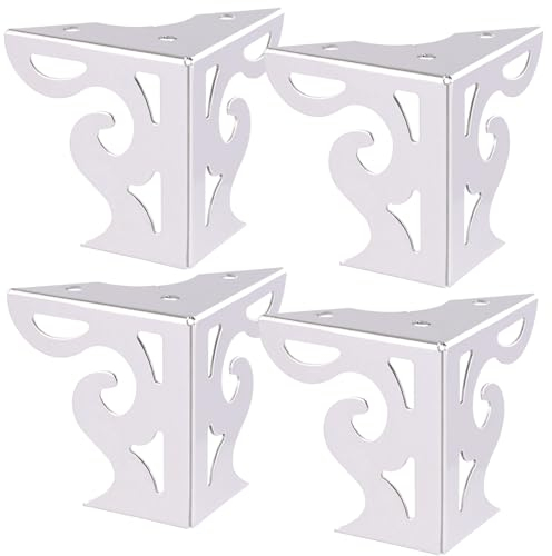 WAGNER Möbelbeine/Möbelfüße/Tischbeine/Sofafüße - Sofa Wings 4er Set- Stahl hochglanzverchromt, Anschraubplatte, 3 Noppen, Höhe 10 cm, Schenkel 8 cm, für Palettenmöbel im Landhausstil - 12042004