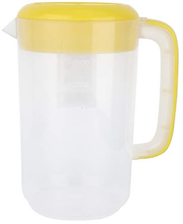 Hemoton 4000Ml Plastik Jug with Lid Wasserkaraffe Wasserkrug mit Deckel Große Kapazität Wasserbehälter Klarer Eistee Kalte Karaffe Getränkekrug mit Deckelwaage für Restaurant zu Hause (Gelb)