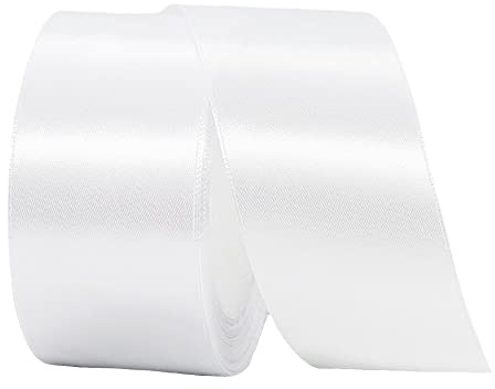 22m Satinband Geschenkband Weiß 40mm Breit,Auto Seidenband Weiß Dick Schleifenband Satin Dekoband Geschenkverpackung Deko Band Stoffband für Halloween Weihnachten Hochzeit Taufe Geburtstag DIY