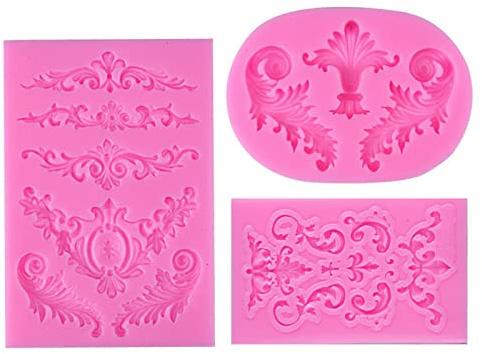 3 Piezas Molde de Silicona Fondant, Molde de Pastel Esculpido Barroco, Buen Efecto Moldeado, Utilizado für Decoración de Bordes de Pasteles, Chocolate, Dulces