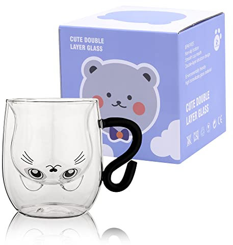 SHENDONG Süße Katze Tasse Mit Griff 250ML - Kaffee Und Tee Milchtasse für Geburtstag, Valentinstag Und Büro (Weiße Katze)