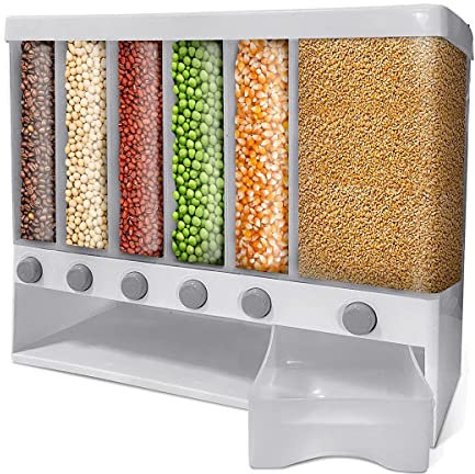 Augnongly Dispensador de alimentos secos, dispensador de arroz, despensa y cubo de 22 libras (blanco)