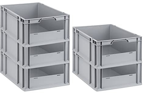 SparSet 5x Eurobox NextGen Insight | HxBxT 22x40x60cm | 44 Liter | Front offen | Eurobehälter, Transportbox, Transportbehälter, Stapelbehälter