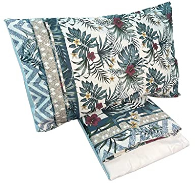 zer0bed, Lenzuolo Letto Matrimoniale Fantasia Tropicale, Completo - Lenzuolo Sopra, Lenzuolo Con Angoli, Federa, 100 Percento Puro Cotone, per Camera da letto