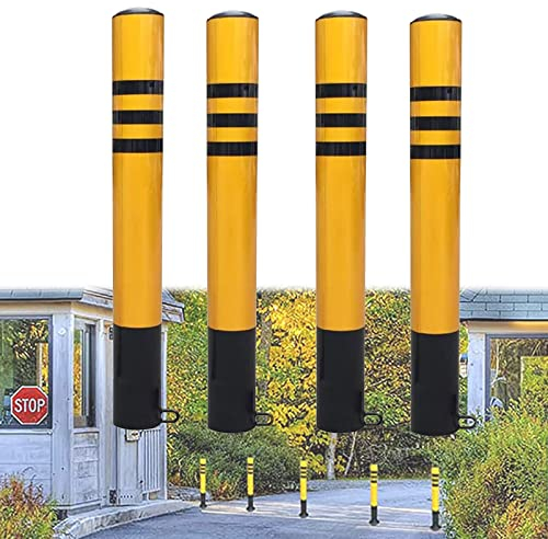 Oiyekntd Sicherheitsposten für Einfahrten, Packung mit 4 Barrier Reflective Tape Park Post Pollards für Private Parkparkplätze, einfache Installation,76×500mm
