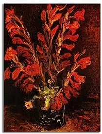 EVANEM Van Gogh Rote Gladiolen Wandbild Bild. Moderne Blumen Leinwanddrucke Malerei. Berühmte Ölgemälde-Reproduktion für Wohnkultur 50x70cm ungerahmt