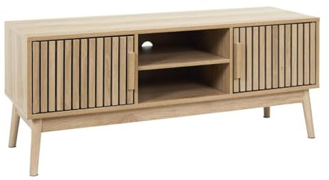 AltoBuy PAJAN - Meuble TV 2 Portes Effet Bois avec Tasseaux