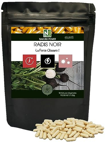 NAKURU | Radis Noir | Gamme Power | Fabriqué en France | La Force Obscure! (90 Gélules Végétales de 345mg / Poids Net: 31,05g)