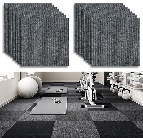 Teppichfliesen Selbstklebend, 30 x 30cm Teppich Bodenbelag, Filzfliesen, Nadelfilz Teppichboden Selbstliegend, Rutschfest Teppich Fliesen für Büro Gewerbe Haus Schlafzimmer Flur (16 Stück, Dunkelgrau)