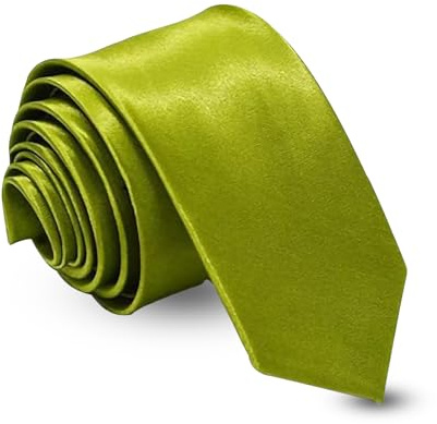 FATASH Corbata clásica de satén sólido para hombre, color liso, formal, delgada, de lino, perfecta para cualquier ocasión, negocios, boda, fiesta, trabajo, estilo regular, verde lima, Taille unique