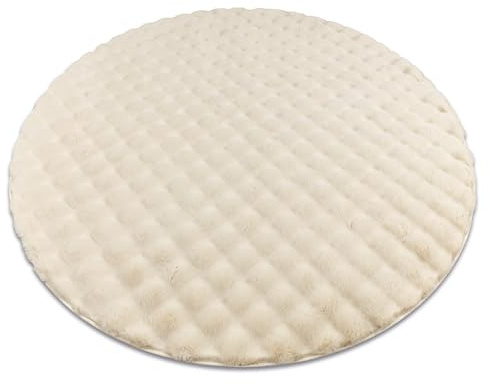 rugsx Teppich Bubble Imitation von kaninchenfell 3D, für Kinderzimmer, Wohnzimmer, Schlafzimmer, sehr dick, strukturell, Elfenbein, Kreis 120 cm