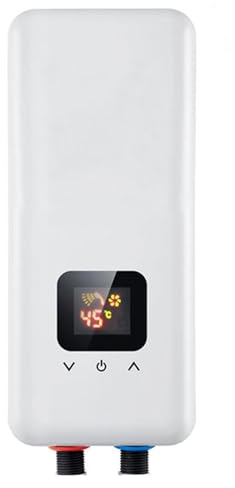 Billg Chauffe Eau Électrique 5500W Mini Chauffe Eau Instantané Électrique Affichage Numérique Chauffe-Eau Instantané Portable Chauffe Eau sous Evier, Facile à Installer, 13 * 7 * 33cm