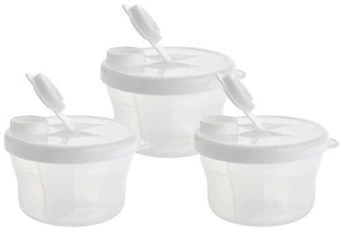 Milk Powder Dispensers, 3 Pack Containers Tiny to Tots 0M+ BPA Free, 3 Separate Compartment Baby Formula Portioning Storage Containers (White, 3 Pack)