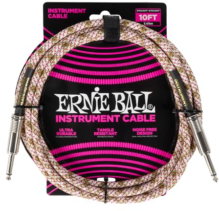 Ernie Ball Geflochtenes Instrumentenkabel, gerade/gerade, 3 m, Smaragdgrün (P06426)