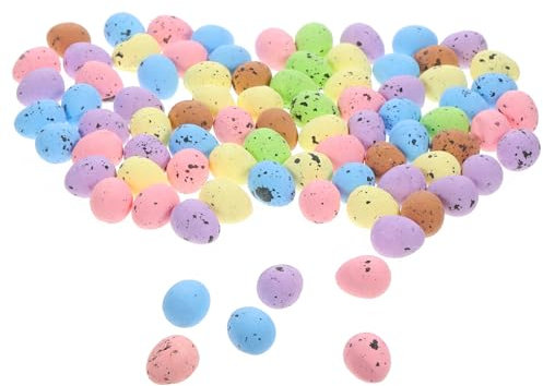 DEARMAMY 100 Stück Gesprenkelte Mini-Schaumstoff-Eier: Bunte -Schaumstoff-Vogeleier Zum Basteln Vasenfüller Frühlings-Vogelnest-Dekoration