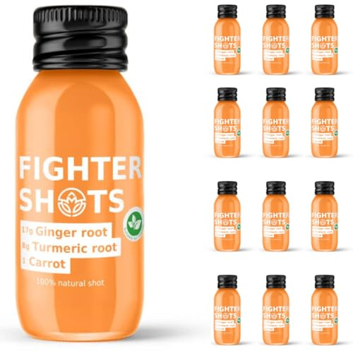 Fighter Shots Shot Zenzero e Curcuma (Vegan/12x60ml) | Rinforza le Difese