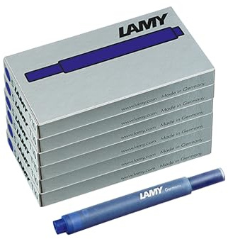 LAMY T10 6er Set löschbare Tintenpatronen mit großem Tintenvorrat - geeignet für alle Lamy Patronenfüllhaltermodelle - Inhalt 1,25ml je Patrone - 5 Stück pro Päckchen - Tintenfarbe blau