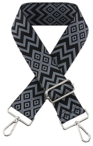 Schultergurt Taschengurt Verstellbarer Breit 5CM,Längenverstellbarer 75-135cm Schulterriemen,Taschengurte zum Wechseln,Zubehör für Tragetaschen Handtaschen Crossbody,Silberne Schnalle,Grau schwarz
