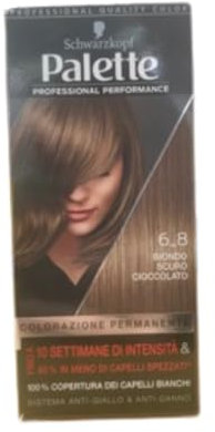 Colorazione Permanente, Tinta per Capelli, Crema Colorante Professionale, Copertura dei Capelli Bianchi, Sistema Anti-danni, Tonalità 6-8 BIONDO SCURO CIOCCOLATO