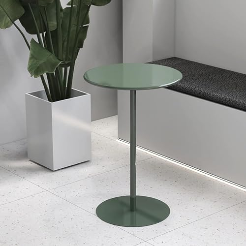 Runder Cocktail-Bartisch mit grünem Metalleisensockel hoher Pub-Bistrotisch Thekentisch in Barhöhe für Party-Cocktail-Stehtische im Wohnzimmer (Größe: 48 x 48 x 72 cm)