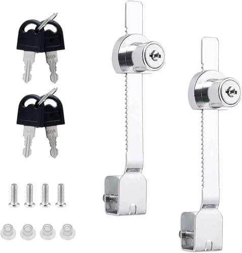 2 pezzi di chiusura a rack, con blocco della porta in vetro a cricchetto a vite fissa, serratura a terrario, serratura, con chiave diversa