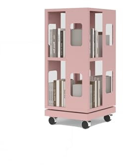 360° drehbares mehrschichtiges Bücherregal stehend, rotierendes Bücherregal mit Rollen, Stapelbar Und Freistehend platzsparender drehender Bücherturm, perfekt für Wohnzimmer, Schlafzimmer und Büro(Blu