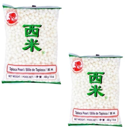 YIJIA | Cock Brand Tapioca en perlas grandes | 400g | Pack de 2