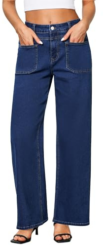 GRAPENT Relaxed Fit Jeans for Women Cowgirl Jeans for Women Dark Blue Size Large US 12 to 14