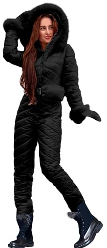Combinaison de Ski Femme Une Pièce Combinaison de Neige Chaude Tenue Combinaison de Ski Hiver Imperméable Veste de Snowboard Longue Vêtements de Ski Sports de Neige Capuche en Plein Air Pas Cher