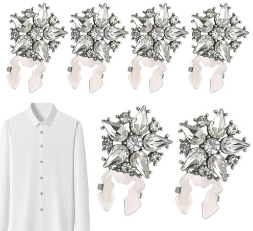 Generisch 6 Stück Sternförmige Strass-Knopfhüllen, Abnehmbare Hemdmanschettenknöpfe, Knöpfe Schmuck, Ärmelmanschettenknöpfe für Hochzeiten, Meetings, Partys