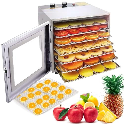 Essiccatore per Alimenti a 6 Strati, Macchina per essiccare la Frutta in Acciaio Inossidabile, Macchina per essiccare con Controllo Digitale della Temperatura e del Tempo, Macchina per essiccare la