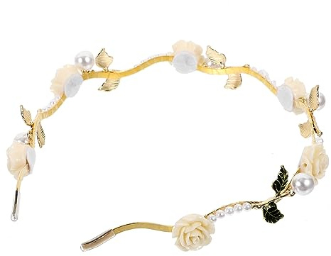 PENIKOKO Blumenhaarreif Mit Perlen Und Weißen Rosen Eleganter Haarschmuck Für Hochzeiten Braut Geburtstagsfeiern Und Fotoshootings Komfortabel Und Stilvoll