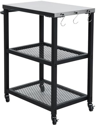 TAINO NETIS Grillwagen Grilltisch Rollwagen Grillständer klein mit Rollen Outdoor Balkon Garten Terrasse Schwarz