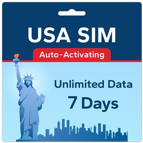 TSIM USA SIM-Karte 7 Tage | Unbegrenzte Daten | Hohe Abdeckung Multi-Operator-5G-Netzwerk | Automatische Aktivierung | Nachfüllbarer Plan | Hotspot erlaubt | Nur Daten