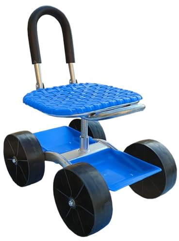 Siège de jardin avec roulettes – Tabouret de jardin pivotant à 360° avec support à outils sous le plateau – Chaise de plantation et de désherbage durable – Siège de jardinage mobile ergonomique pour