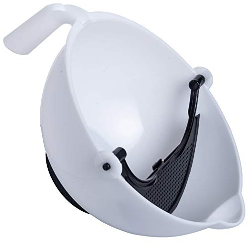Acouto Tazón de Mezcla Multipropósito, Manijas Dobles Rojo de Plástico 5 Cuartos Colador con Espátula de Contornos Incorporada Viernes para Mezclar y Hacer Tensar (WHITE)